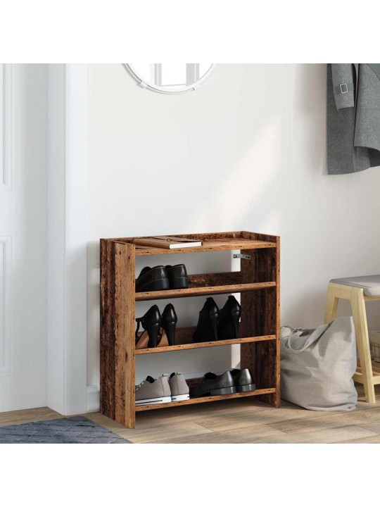 Kenkäteline vanhaa puuta 60x25x62 cm lastulevy