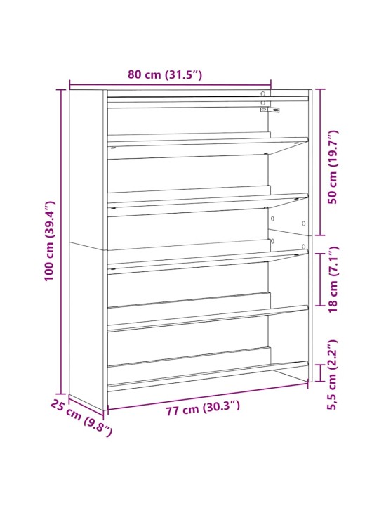 Kenkäteline musta 80x25x100 cm tekninen puu