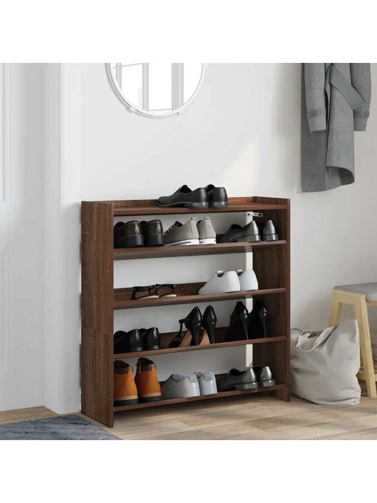 Kenkäteline ruskea tammi 80x25x81 cm tekninen puu