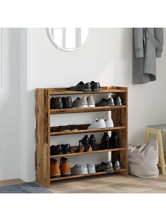 Kenkäteline vanhaa puuta 80x25x81 cm lastulevy