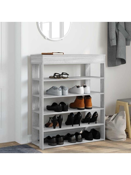 Kenkäteline harmaa sonoma 80x30x98 cm tekninen puu