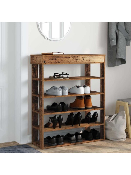 Kenkäteline vanhaa puuta 80x30x98 cm tekninen puu