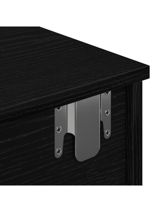 Seinähylly laatikoilla musta 60x28x15 cm tekninen puu