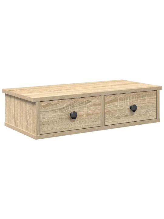 Seinähylly laatikoilla sonoma tammi 60x28x15 cm tekninen puu