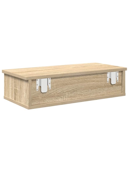 Seinähylly laatikoilla sonoma tammi 60x28x15 cm tekninen puu