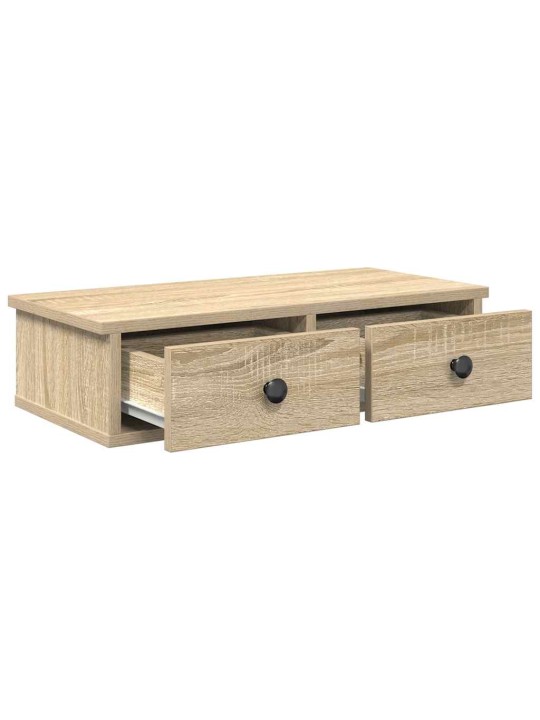 Seinähylly laatikoilla sonoma tammi 60x28x15 cm tekninen puu