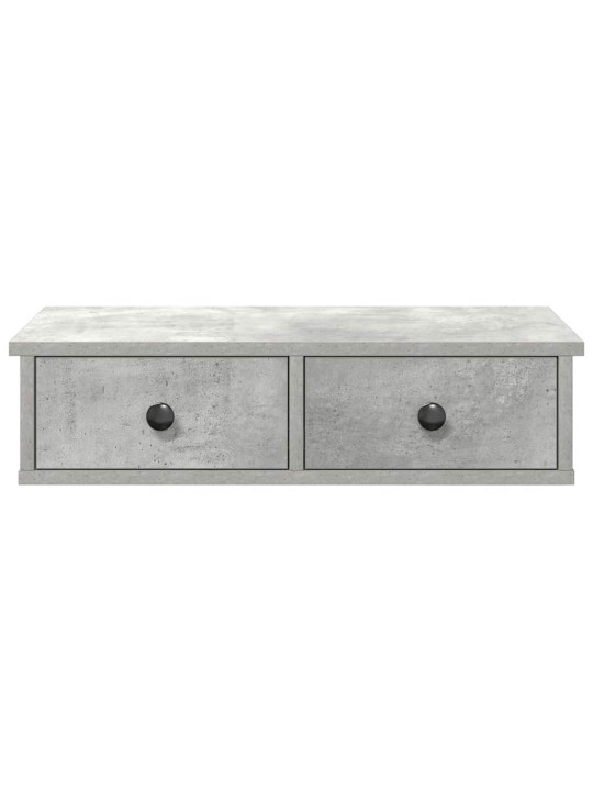 Seinähylly laatikoilla betoninharmaa 60x28x15 cm tekninen puu