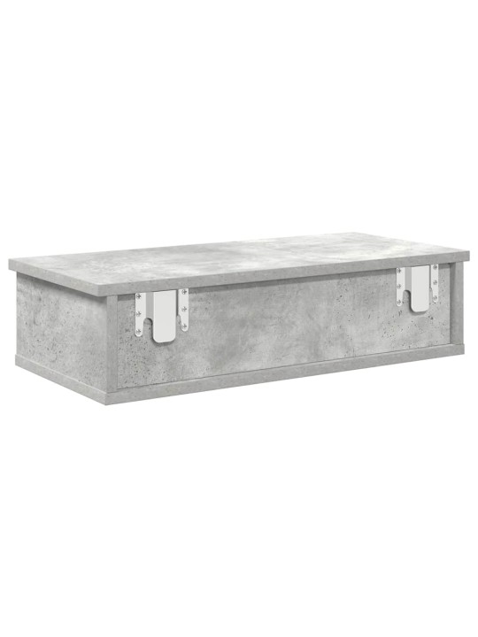 Seinähylly laatikoilla betoninharmaa 60x28x15 cm tekninen puu