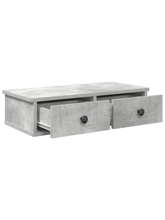 Seinähylly laatikoilla betoninharmaa 60x28x15 cm tekninen puu