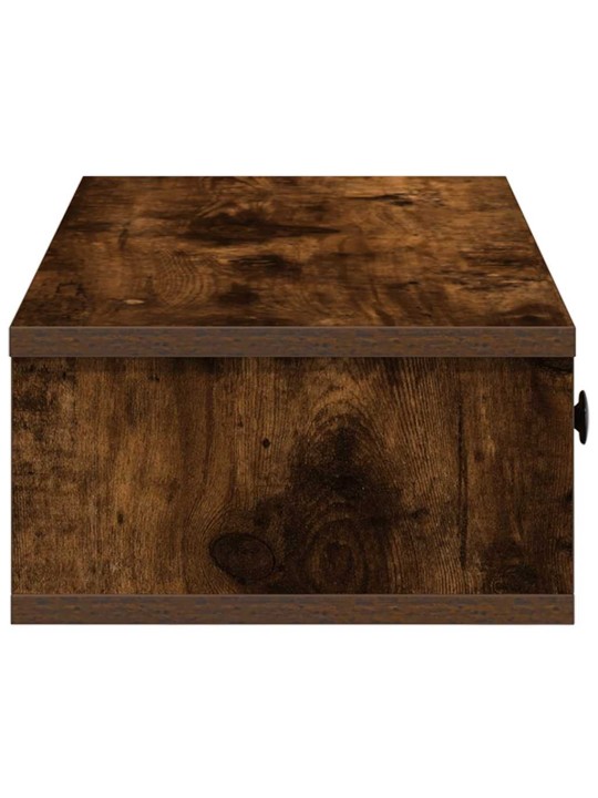 Seinähylly laatikoilla savutammi 60x28x15 cm tekninen puu