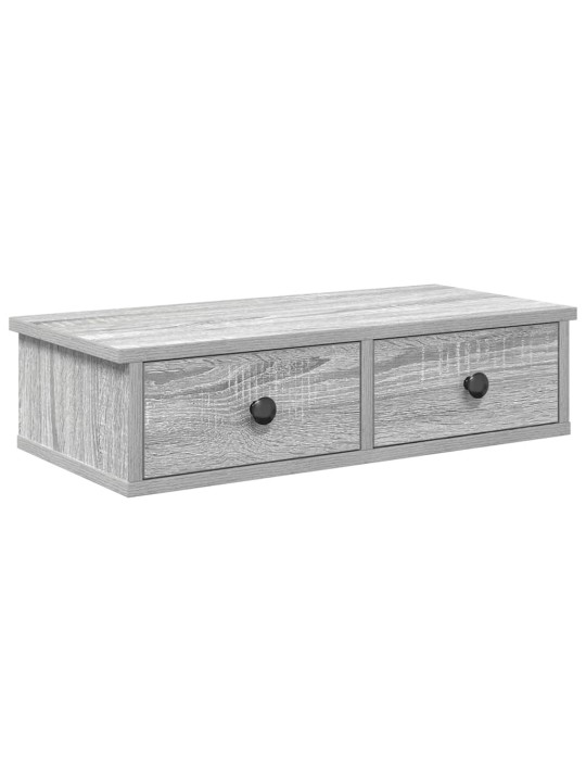 Seinähylly laatikoilla harmaa sonoma 60x28x15 cm tekninen puu