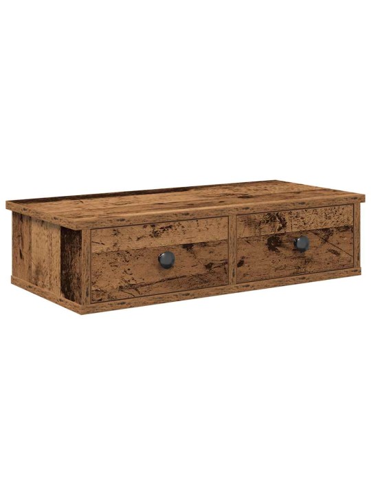 Seinähylly laatikoilla vanha puu 60x28x15 cm tekninen puu