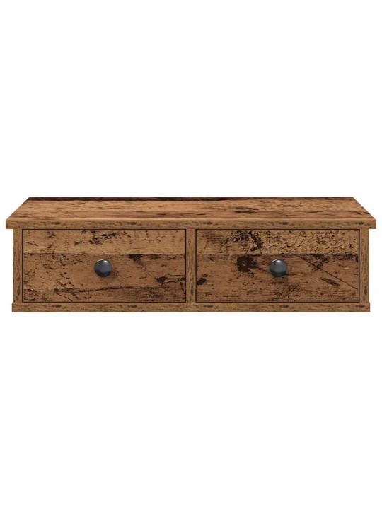 Seinähylly laatikoilla vanha puu 60x28x15 cm tekninen puu