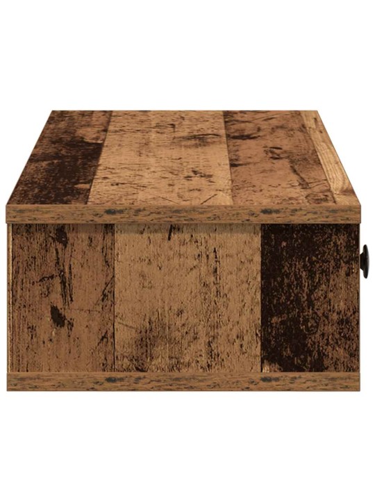 Seinähylly laatikoilla vanha puu 60x28x15 cm tekninen puu