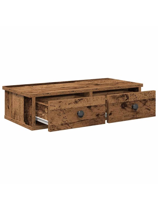 Seinähylly laatikoilla vanha puu 60x28x15 cm tekninen puu