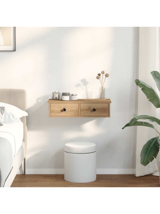 Seinähylly laatikoilla artesaani tammi 60x28x15 cm tekninen puu