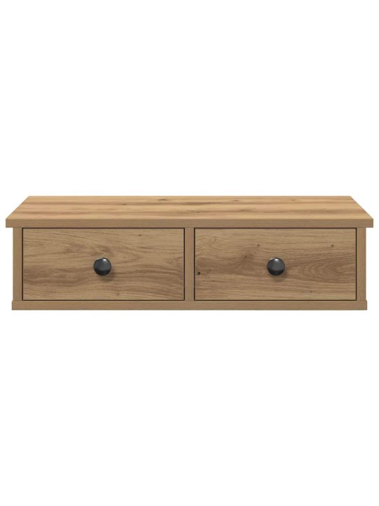 Seinähylly laatikoilla artesaani tammi 60x28x15 cm tekninen puu