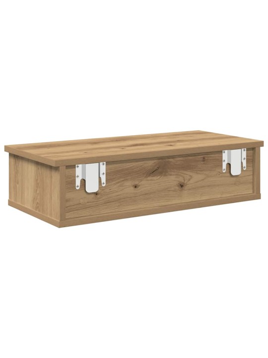 Seinähylly laatikoilla artesaani tammi 60x28x15 cm tekninen puu