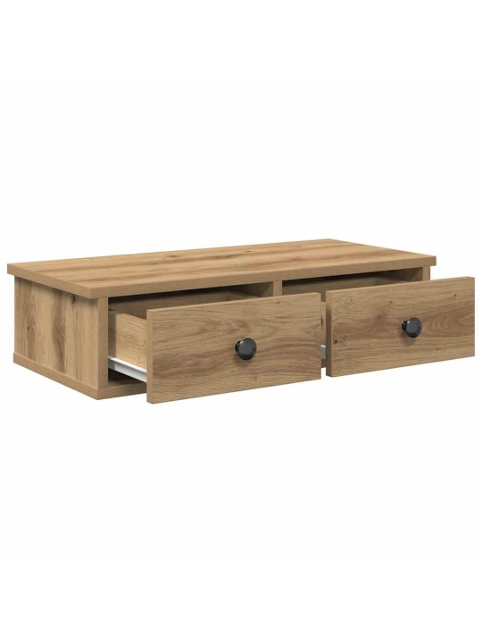 Seinähylly laatikoilla artesaani tammi 60x28x15 cm tekninen puu