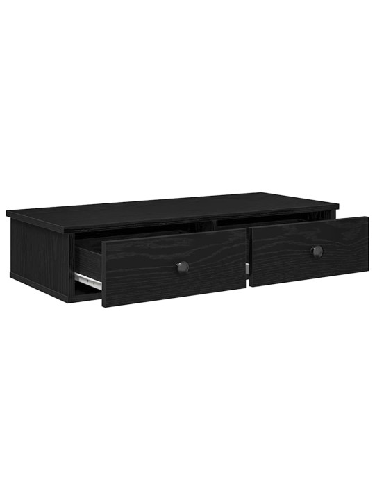 Seinähylly laatikoilla musta 80x34x17 cm tekninen puu