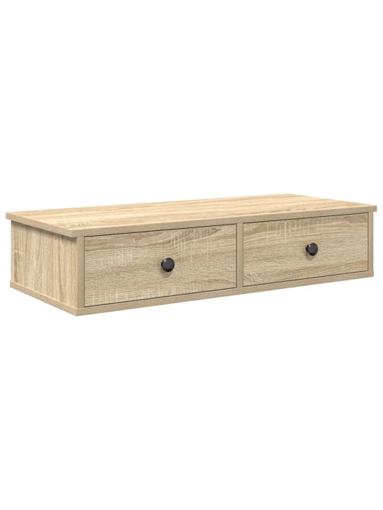 Seinähylly laatikoilla sonoma-tammi 80x34x17 cm tekninen puu