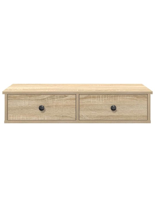 Seinähylly laatikoilla sonoma-tammi 80x34x17 cm tekninen puu
