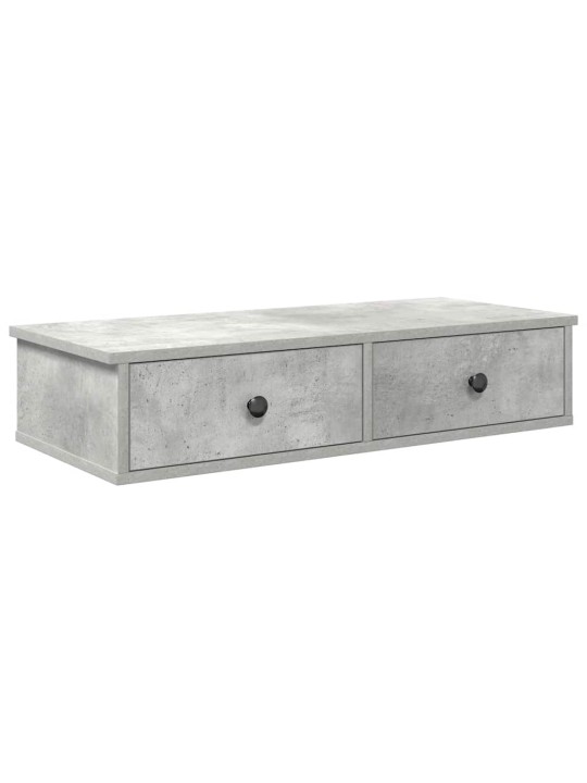 Seinähylly laatikoilla betoninharmaa 80x34x17 cm tekninen puu