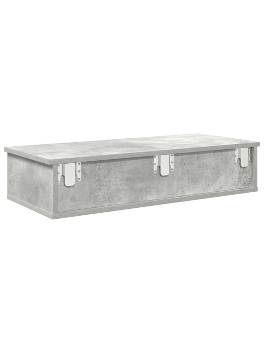 Seinähylly laatikoilla betoninharmaa 80x34x17 cm tekninen puu