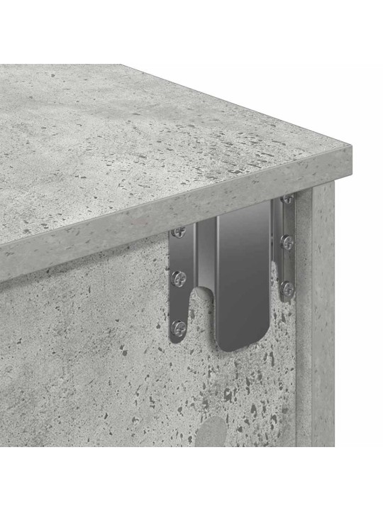 Seinähylly laatikoilla betoninharmaa 80x34x17 cm tekninen puu