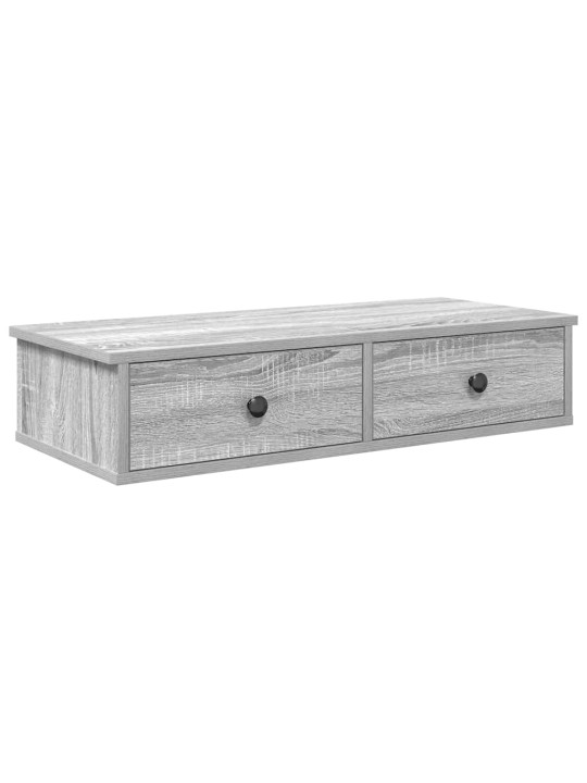 Seinähylly laatikoilla harmaa sonoma 80x34x17 cm tekninen puu