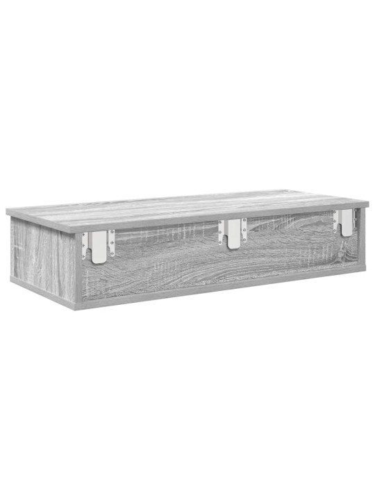 Seinähylly laatikoilla harmaa sonoma 80x34x17 cm tekninen puu