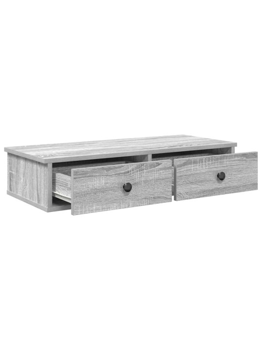 Seinähylly laatikoilla harmaa sonoma 80x34x17 cm tekninen puu