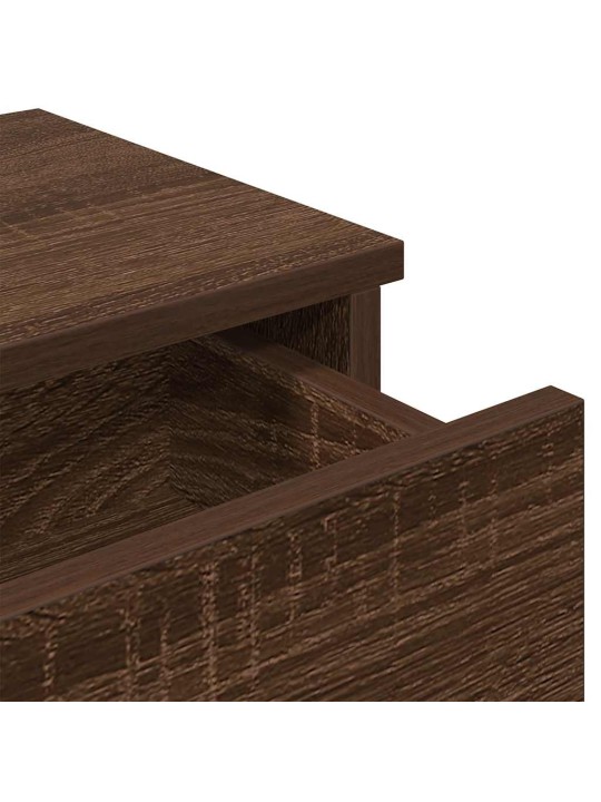 Seinähylly laatikoilla ruskea tammi 80x34x17 cm tekninen puu