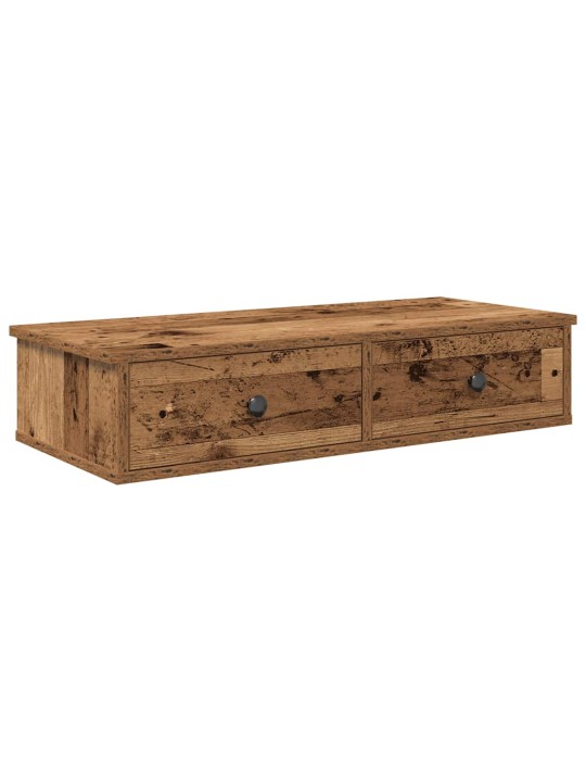 Seinähylly laatikoilla vanha puu 80x34x17 cm tekninen puu