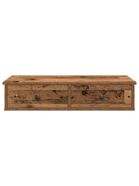 Seinähylly laatikoilla vanha puu 80x34x17 cm tekninen puu