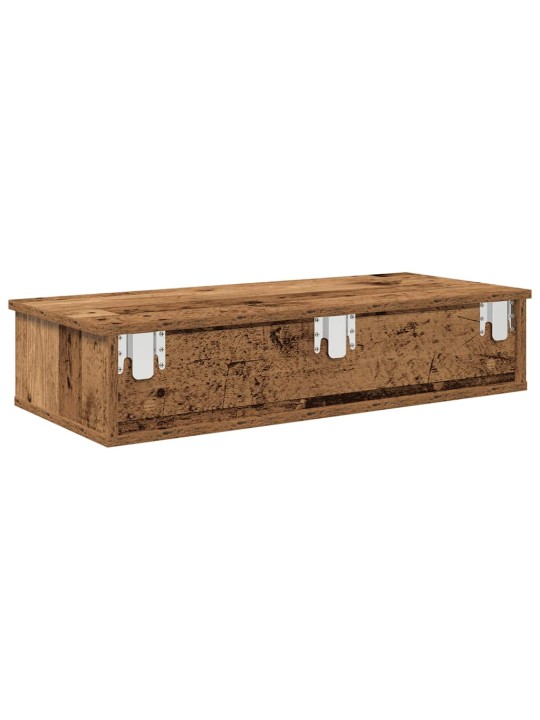Seinähylly laatikoilla vanha puu 80x34x17 cm tekninen puu