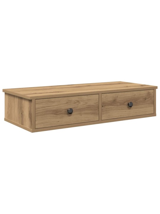 Seinähylly laatikoilla artesaani tammi 80x34x17 cm tekninen puu