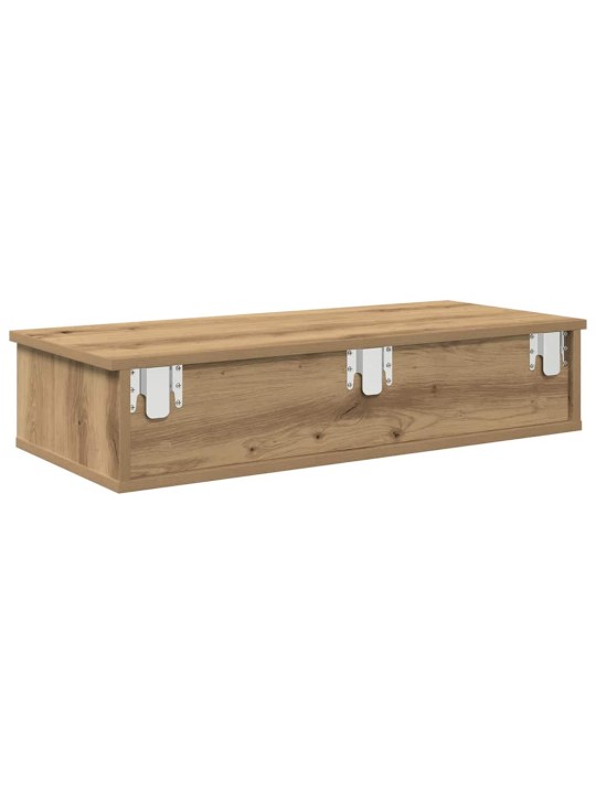 Seinähylly laatikoilla artesaani tammi 80x34x17 cm tekninen puu