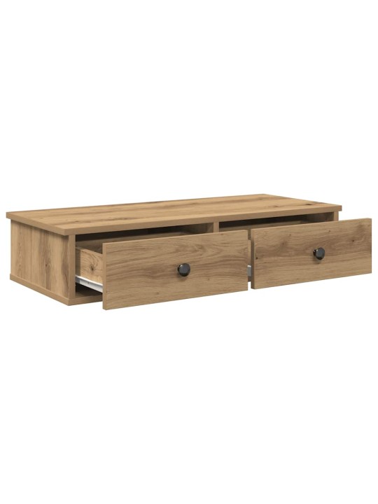 Seinähylly laatikoilla artesaani tammi 80x34x17 cm tekninen puu