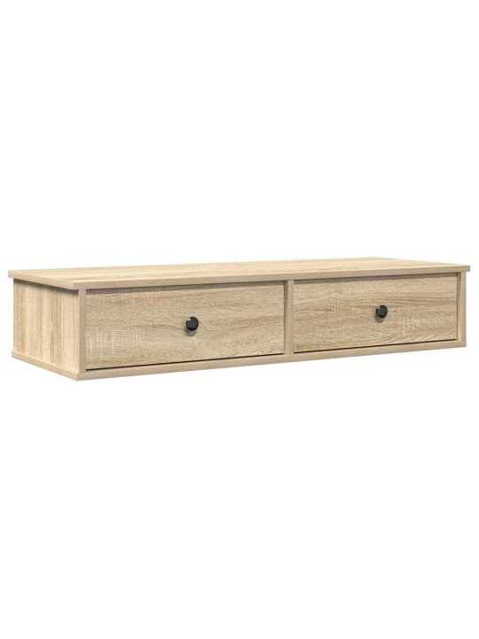 Seinähylly laatikoilla sonoma-tammi 100x37,5x19 cm tekninen puu
