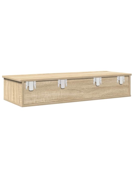Seinähylly laatikoilla sonoma-tammi 100x37,5x19 cm tekninen puu