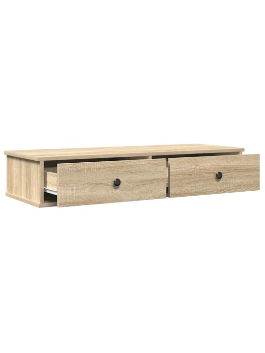 Seinähylly laatikoilla sonoma-tammi 100x37,5x19 cm tekninen puu