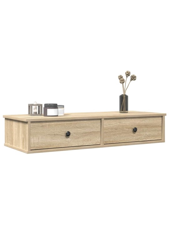Seinähylly laatikoilla sonoma-tammi 100x37,5x19 cm tekninen puu