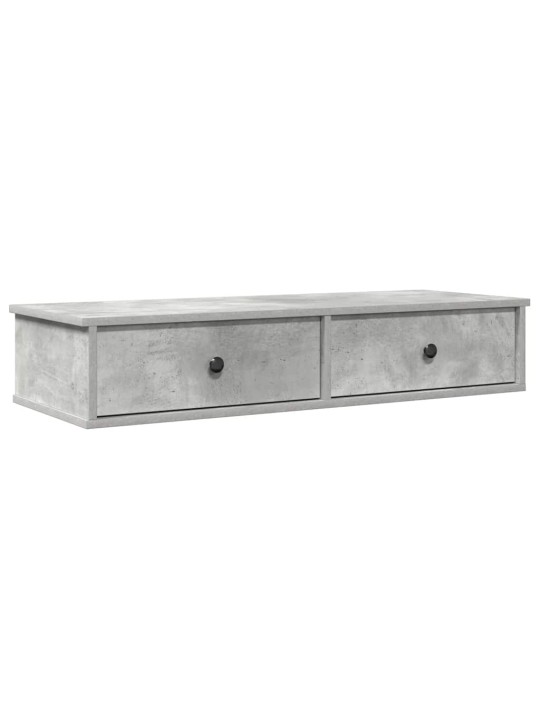Seinähylly laatikoilla betoninharmaa 100x37,5x19cm tekninen puu