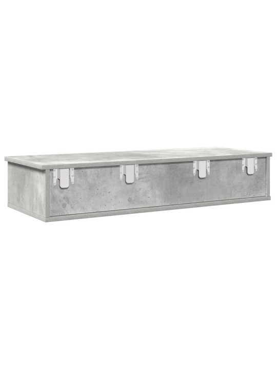 Seinähylly laatikoilla betoninharmaa 100x37,5x19cm tekninen puu