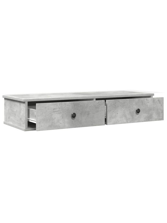 Seinähylly laatikoilla betoninharmaa 100x37,5x19cm tekninen puu