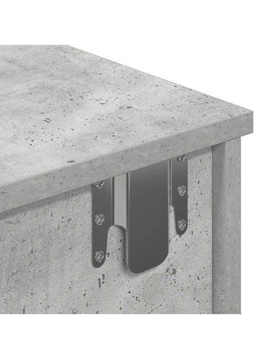 Seinähylly laatikoilla betoninharmaa 100x37,5x19cm tekninen puu