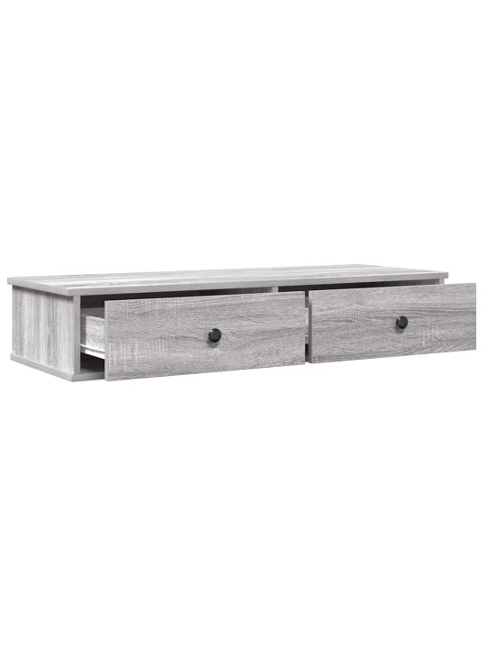Seinähylly laatikoilla harmaa sonoma 100x37,5x19cm tekninen puu