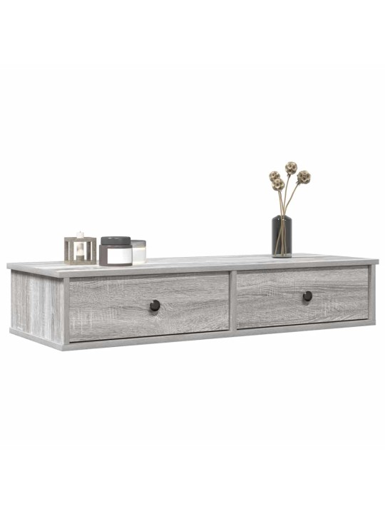 Seinähylly laatikoilla harmaa sonoma 100x37,5x19cm tekninen puu