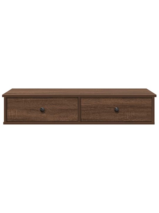 Seinähylly laatikoilla ruskea tammi 100x37,5x19 cm tekninen puu